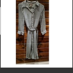 Dark green and white striped H&M shirt dress
